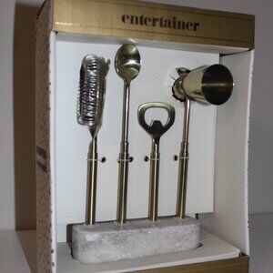 Entertainer 5 Piece Mixologist Barware Set Gold Marble Champagne Party Birthday